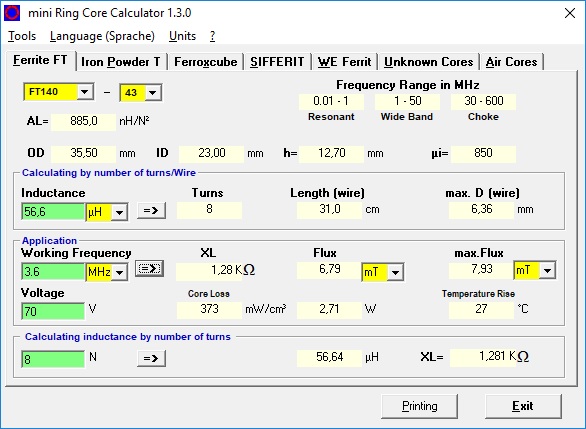 MiniRingCoreCalculator