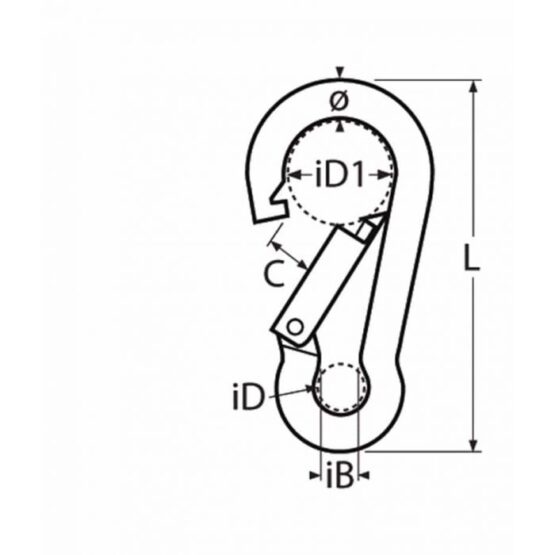 Karabijnhaak 5 x 50 mm RVS (A4) - Afbeelding 2